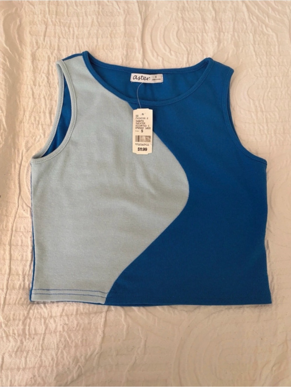 Aster Light and Dark Blue Cropped Tank